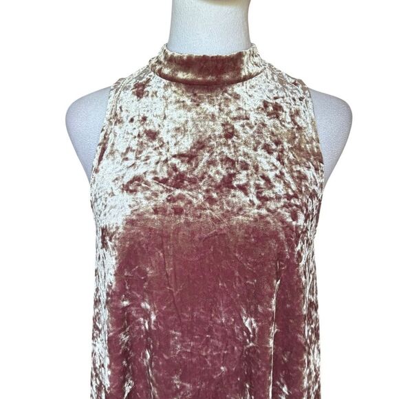 Cynthia Rowley Sleeveless Mini Dress Crushed Velvet High Neck Womens Small Pink - Picture 4 of 9